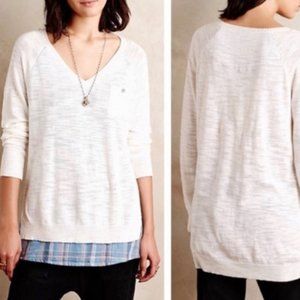 Moth Anthropologie White Sweater Faux Plaid Shirt